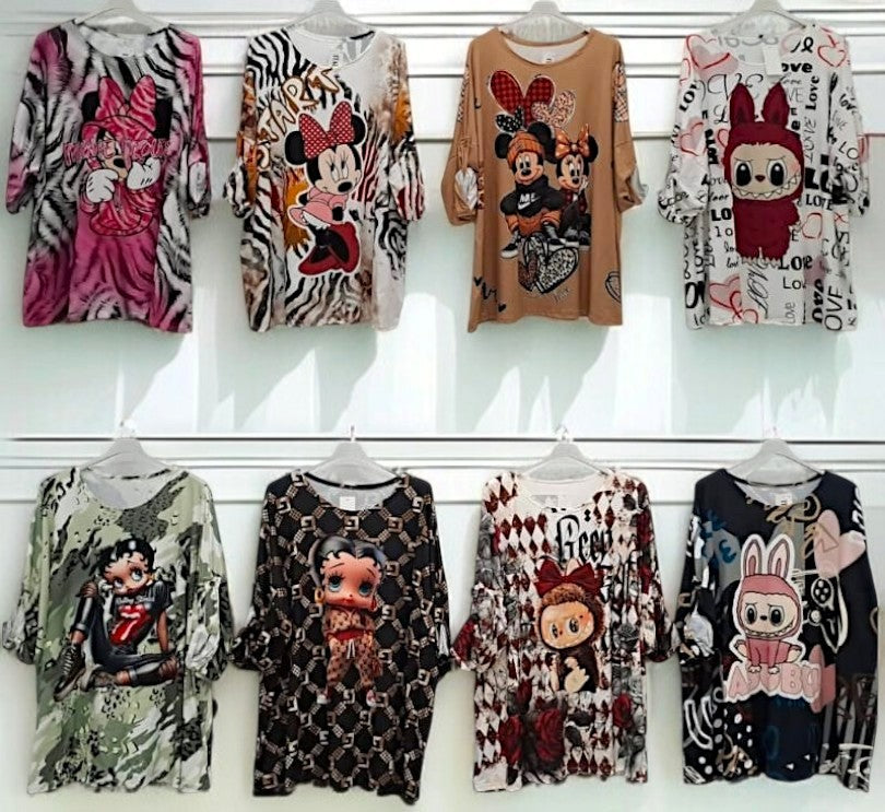 ✨ Vorbestellung: Shirt mit bunten Prints 👚🖤 Gr. 50–56 – 8 Designs zur Auswahl ✨