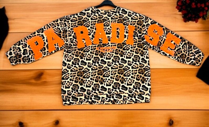 👕✨ Vorbestellung: Sweatshirt „Paradise“ im Leo-Print – 3 Farben 🌈 | Gr. 42–46
