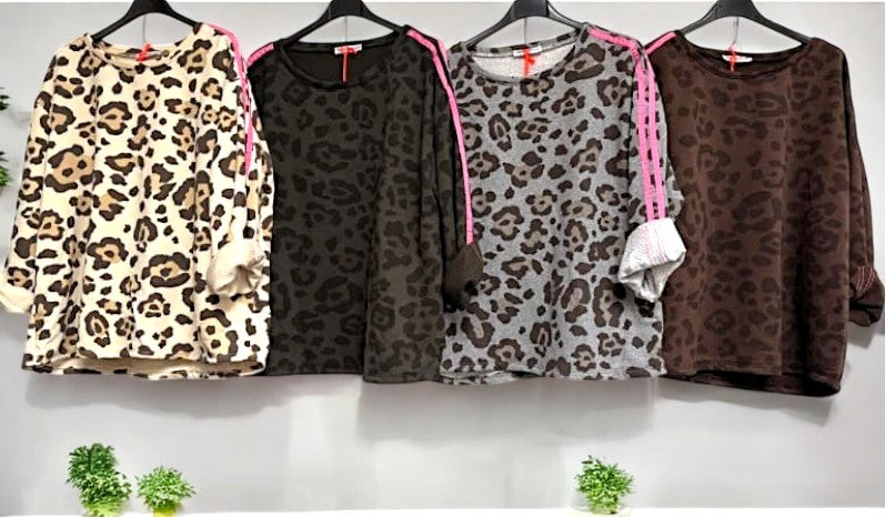 ✨ Vorbestellung – Langarmshirt im Leo-Print 🐆 | Gr. 38-44 | 4 Farben zur Auswahl 🌟