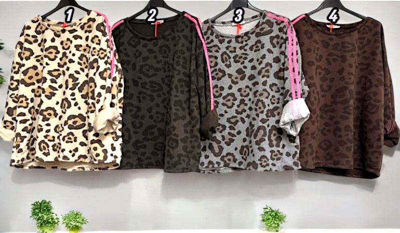 ✨ Vorbestellung – Langarmshirt im Leo-Print 🐆 | Gr. 38-44 | 4 Farben zur Auswahl 🌟