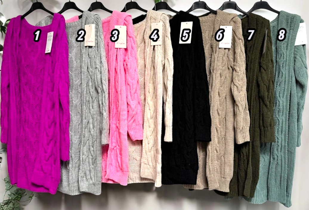🧶 Cardigan mit Kapuze – bis Größe 46 | 8 Farben 🧶