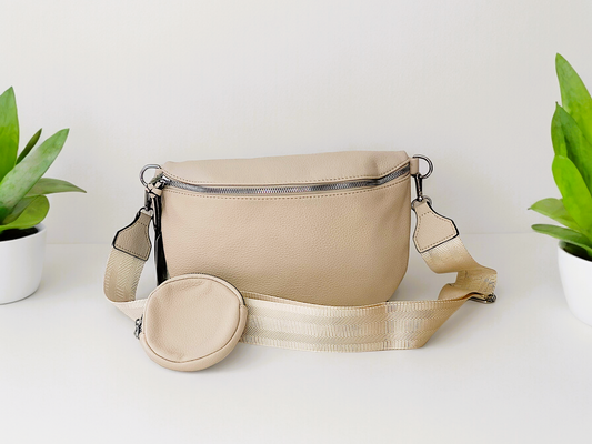 Crossbag uni mit kleiner Tasche in versch. Farben