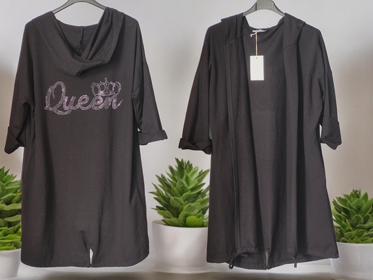 Offene Jacke mit Strass - Motiv auf dem Rücken