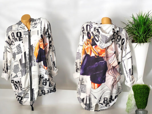 Motiv-Jacke Frau mit Hund Gr. 42 - 46 in 2 Farben