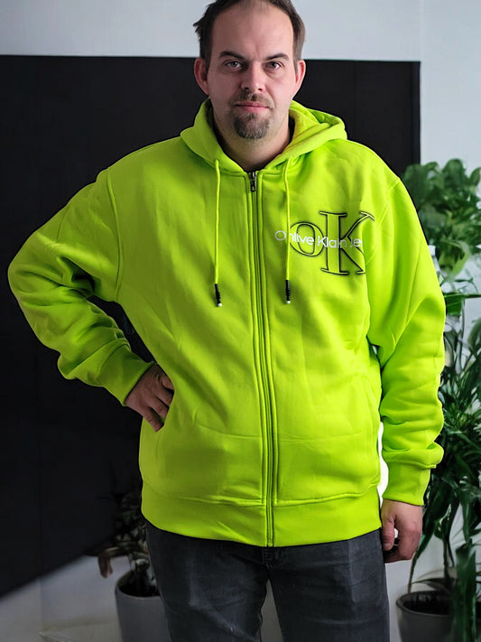 Herren Sweatjacke neongrün in versch. Größen