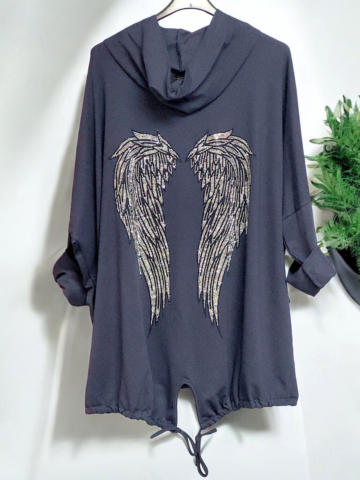 Sweatjacke Strass Engelsflügel Gr. 48 - 54