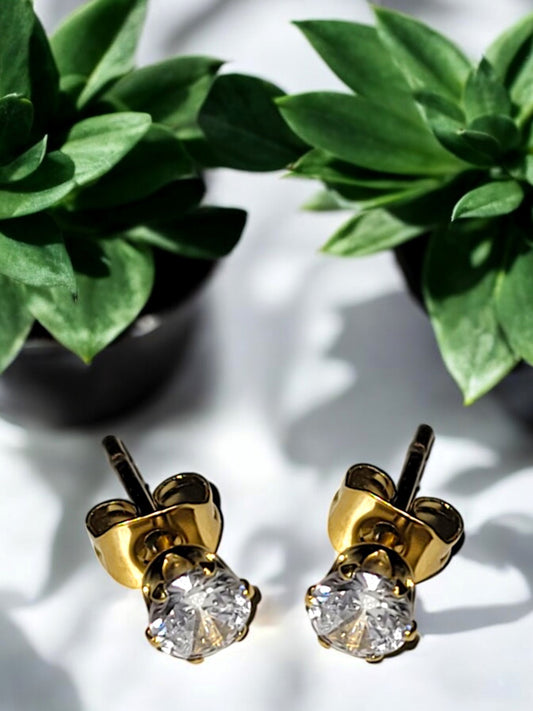 Kleiner klassischer Ohrstecker mit Zirkonia Stein