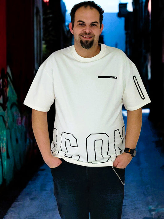 Stylisches T-Shirt mit Schriftzug ICON in 2 Farben in versch. Größen