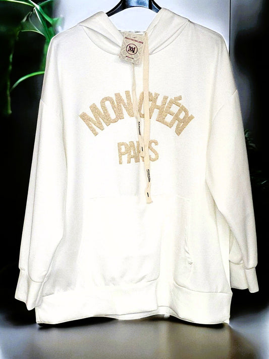 Leichter Hoodie "Mon Cherie-Paris" Gr. 42 - 46 in versch. Farben