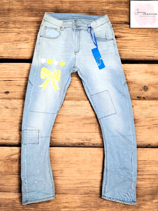 Sexy Woman Jeans mit Schleifen-Print in 2 Größen