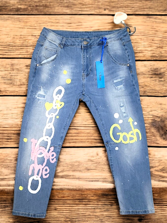 Trendy Sexy Woman Jeans mit Print in 2 Größen