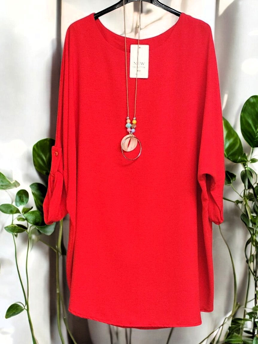 🌟 Modische Tunika mit Kette 🌟Gr. 44 - 48 in versch. Farben