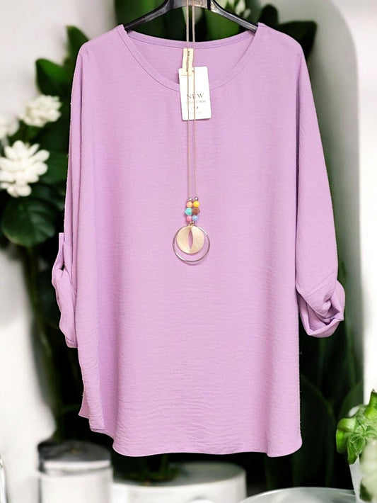 🌟 Modisches Blusen-Shirt mit Kette – Stilvoll & Bequem! 🌟Gr. 44 - 48 in versch. Farben