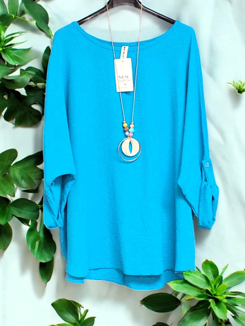 🌟 Modisches Blusen-Shirt mit Kette – Stilvoll & Bequem! 🌟Gr. 44 - 48 in versch. Farben
