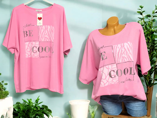 🌟 Stylisches Kurzarm-Shirt "Be Cool" 🌟Gr. 42 - 48 in versch. Farben
