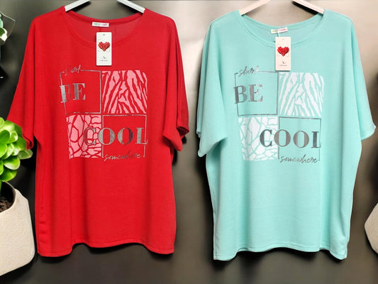 🌟 Stylisches Kurzarm-Shirt "Be Cool" 🌟Gr. 42 - 48 in versch. Farben