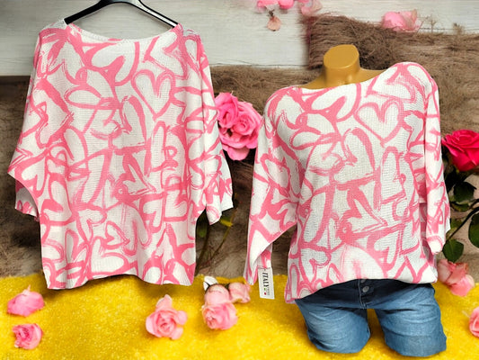 💖 Feinstrickpullover mit Herz-Print 💖Gr. 38 - 46