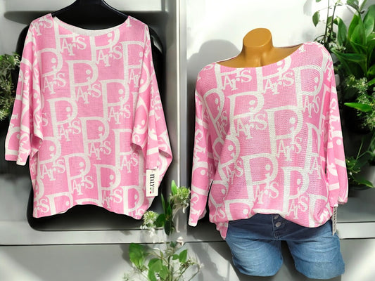 🛍️ Feinstrickpullover mit 3/4 Arm & Paris-Print 🛍️ Gr. 38 - 46