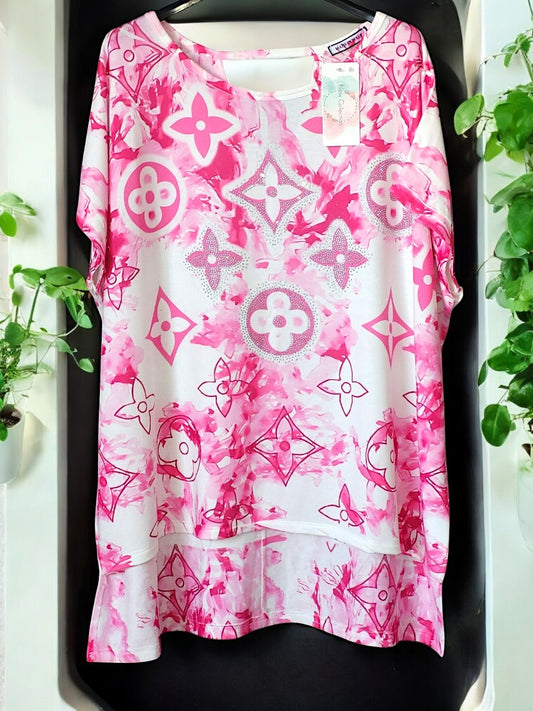 👗✨ Elegantes Vokuhila-Shirt mit Strass & Ornamenten ✨👗Gr. 44 - 48/50 in 3 Farben