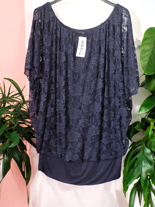 Luftige Spitzen-Flatterbluse Gr. 42 - 46 in versch. Farben