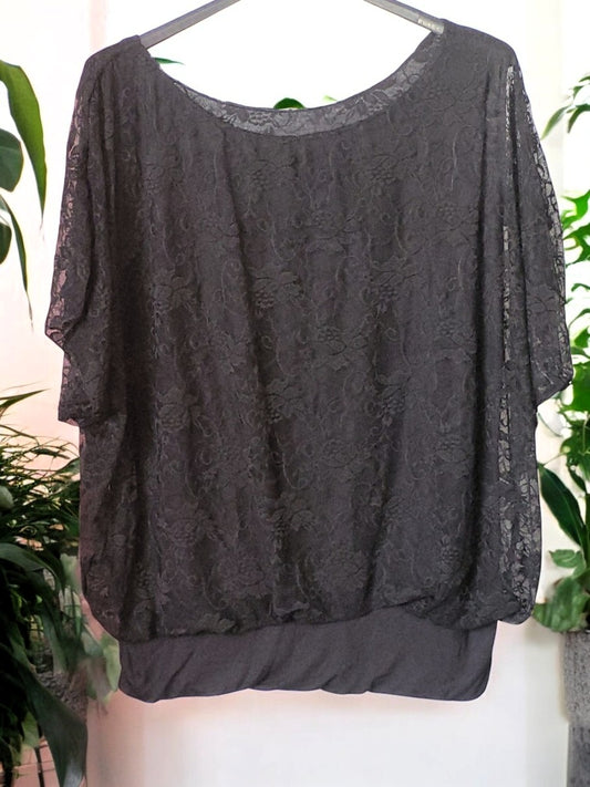 Luftige Spitzen-Flatterbluse Gr. 42 - 46 in versch. Farben