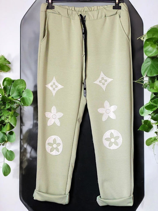✨ Stylische Jogpants in Pink mit Strassdetails – Gr. 42-46 in versch. Farben ✨