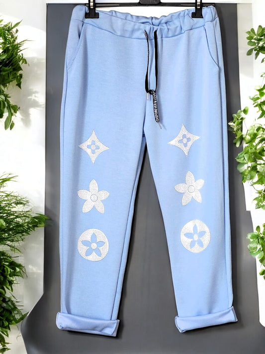 ✨ Stylische Jogpants in Pink mit Strassdetails – Gr. 42-46 in versch. Farben ✨