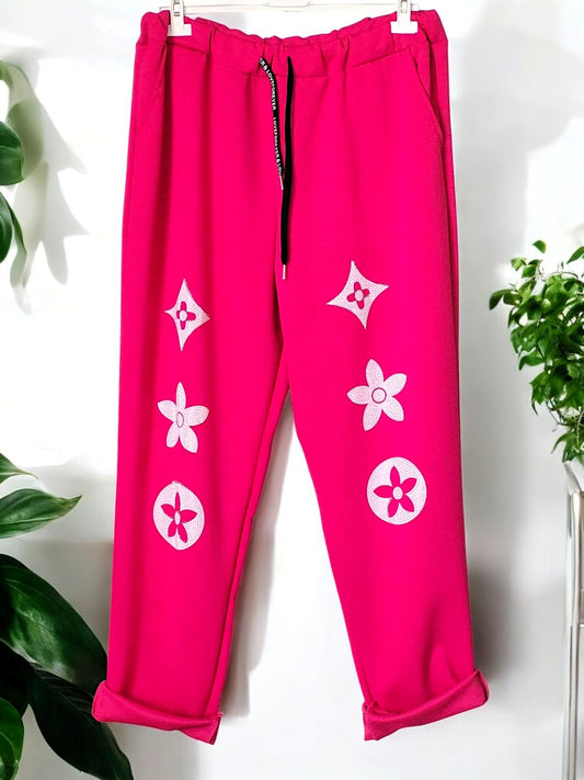 ✨ Stylische Jogpants in Pink mit Strassdetails – Gr. 44-48 ✨