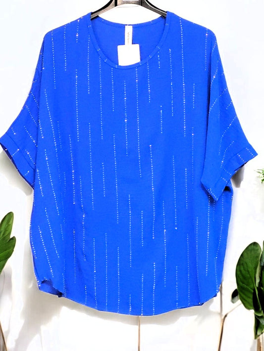 Glitzerndes Blusenshirt mit Strass – Größen 42–48 – Mehrere Farben 💎
