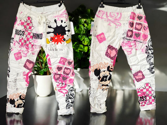 🌟👖 Trendige Motiv-Jogpant mit stylischem Strass | 4 Farben | Gr. 36-42 👖🌟