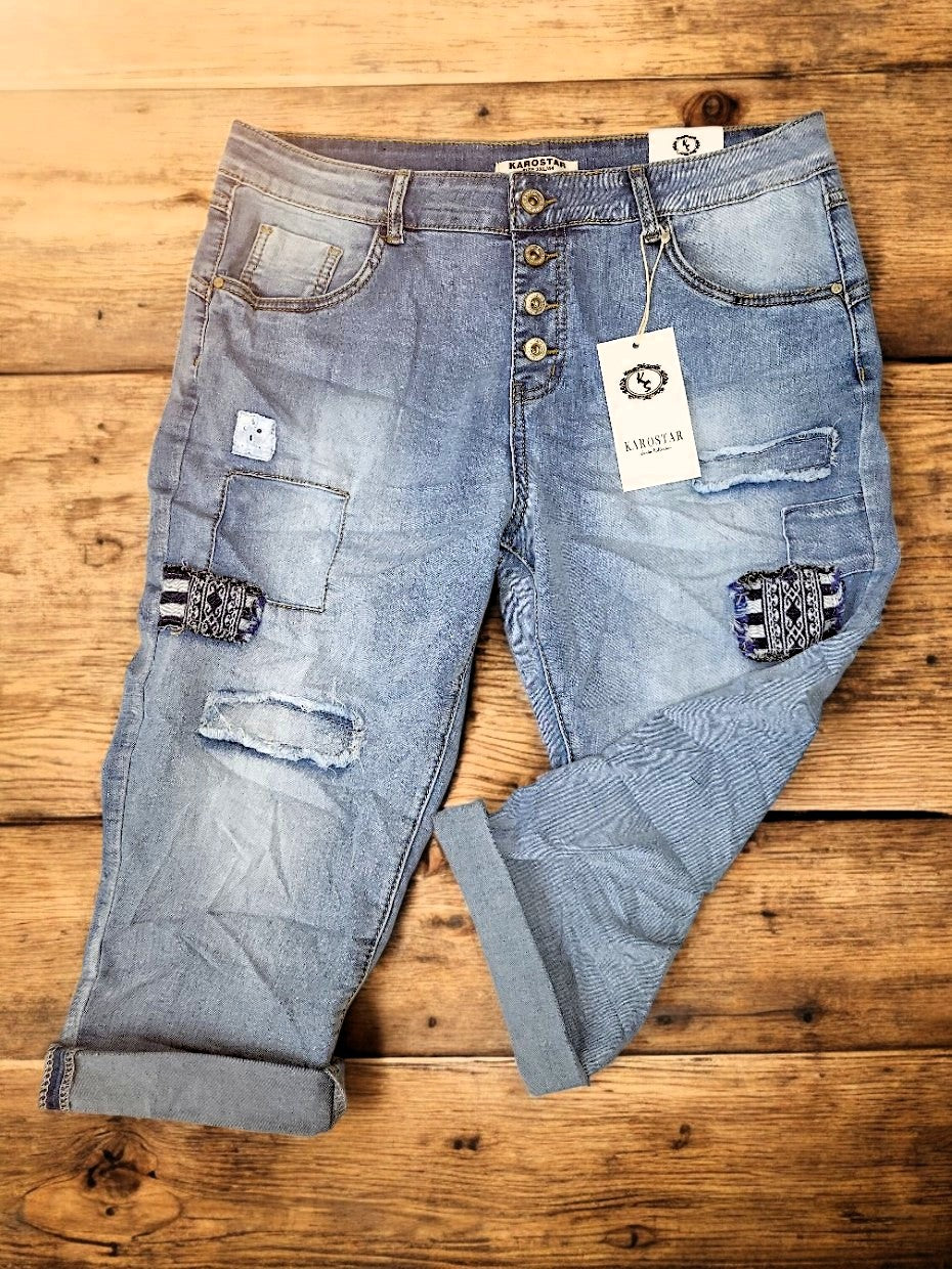 👖 Karostar Damen Capri-Jeans KC2582 – Größen 38–48