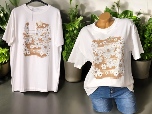 ✨ Damen Kurzarm-Shirt mit Strass – in verschiedenen Farben – Gr. M/L & XL/2XL ✨