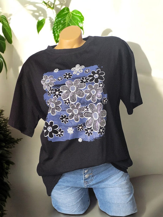 ✨ Damen Kurzarm-Shirt mit Strass – in verschiedenen Farben – Gr. M/L & XL/2XL ✨