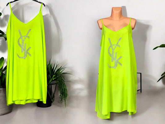 👗✨ A-Linien Trägerkleid mit Strass | 9 Farben | Gr. 44–48/50 ✨👗