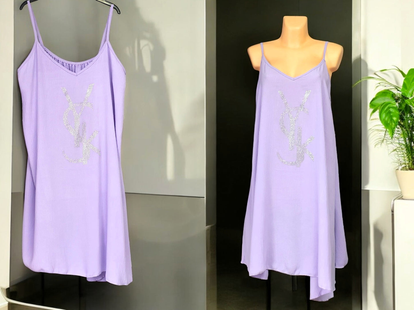 👗✨ A-Linien Trägerkleid mit Strass | 9 Farben | Gr. 44–48/50 ✨👗