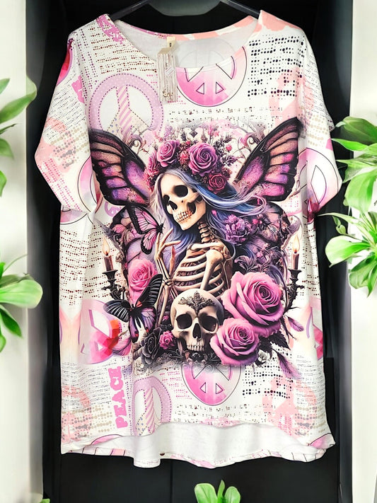 👑 Motiv-Shirt mit Front- & Rückendruck – Gr. 42–48 – 3 auffällige Designs 💖🖤