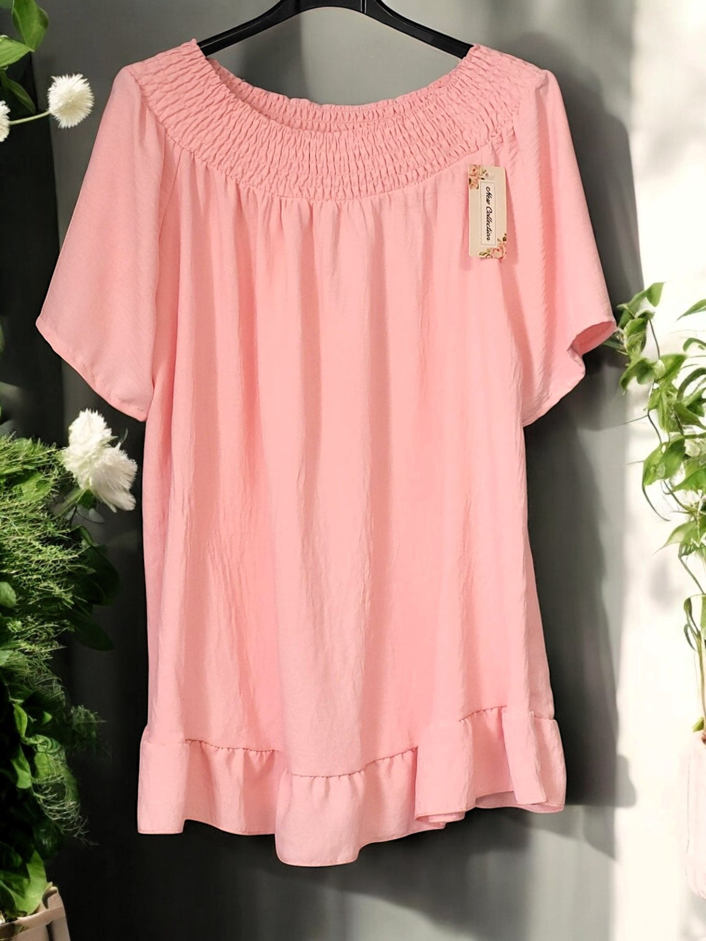 🌸 Off-Shoulder Tunika aus Viskosemix – Größen 42–48 – in 6 Farben erhältlich