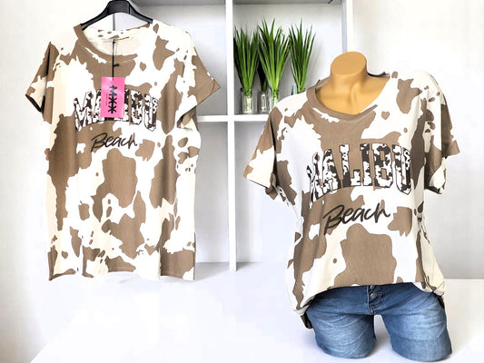 🛍️✨ Trendiges Oversize T-Shirt "Malibu Beach" 🌊🌴 | Onesize Gr. 42-46 | 3 Farben ✨🛍️