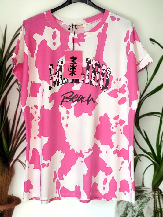 🛍️✨ Trendiges Oversize T-Shirt "Malibu Beach" 🌊🌴 | Onesize Gr. 42-46 | 3 Farben ✨🛍️