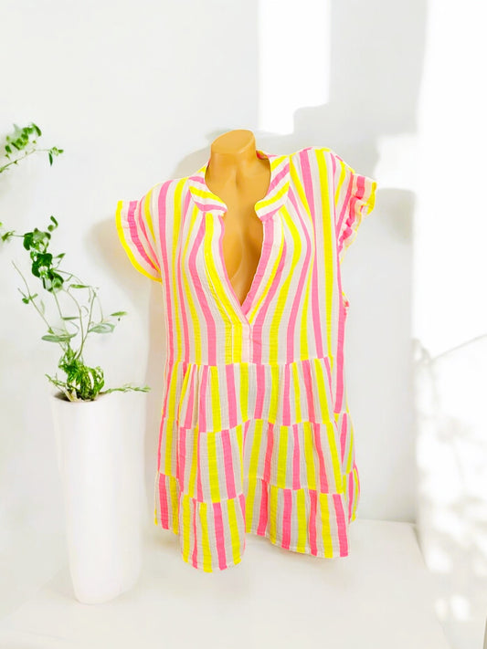 🛍️ Ärmellose Musselin-Tunika 🌞 – 5 fröhliche Farben – Gr. 42–46 (Onesize) 🛍️