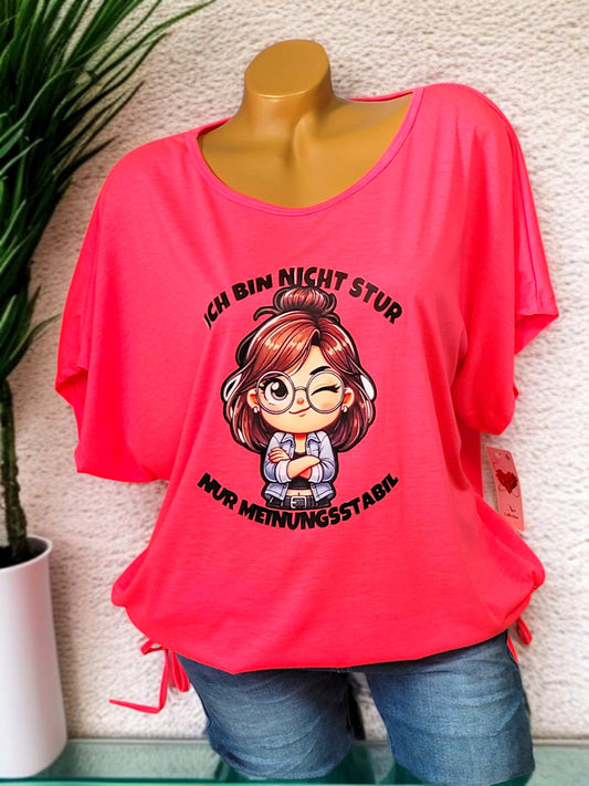👚💬 Statement-Shirt "Ich bin nicht stur – nur meinungsstabil" – 3 Farben – Gr. 42–46 – mit Raffung 😎🧵