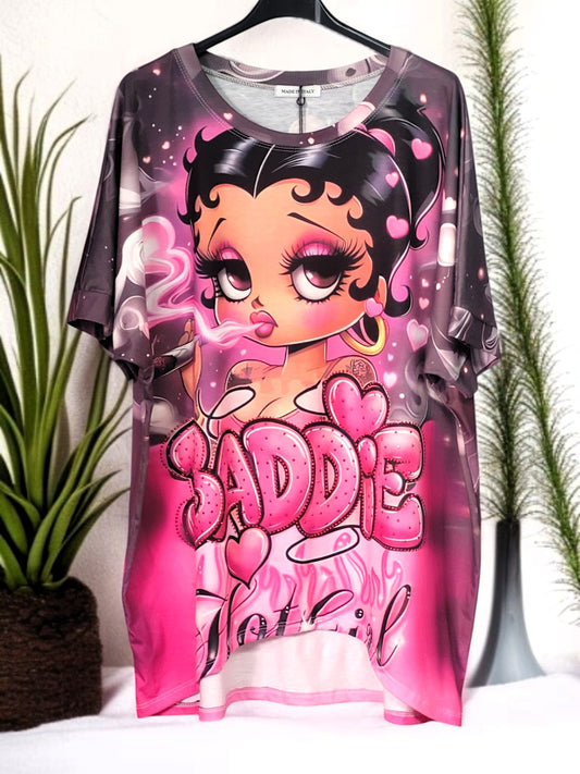👚✨ Oversize-Motiv-Shirt mit Strass – 3 Farben – Gr. 42–48 – vorne kürzer, hinten länger 💖💎