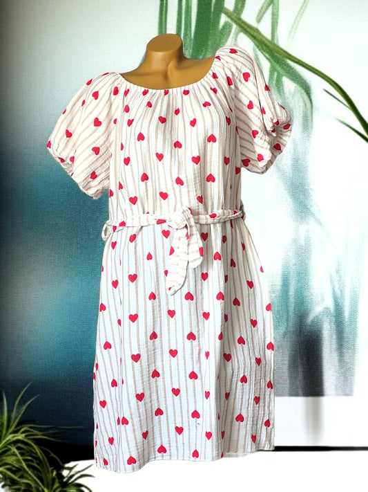 🛍️ Musselin-Kleid "Heart" – in 5 Farben | Onesize bis Gr. 44/46 💖👗