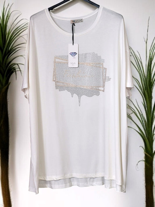 ✨ T-Shirt „Fashion“ mit Strass – 5 Farben | Größe 52–56 | Glitzer trifft Komfort 💎👚
