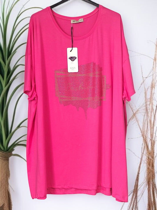 ✨ T-Shirt „Fashion“ mit Strass – 5 Farben | Größe 52–56 | Glitzer trifft Komfort 💎👚