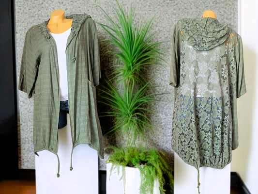 Spitzen-Jacke mit Kapuze – 4 Farben 🌸🧥 Gr. 42-46