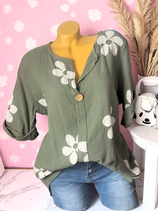 🌸 Musselin-Blusenshirt – 3 Farben 🌸 Gr. 40–44/46
