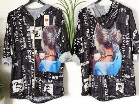 🧥 Dünne Motiv-Jacke – Gr. 42-46 – 6 Motive 🎨✨