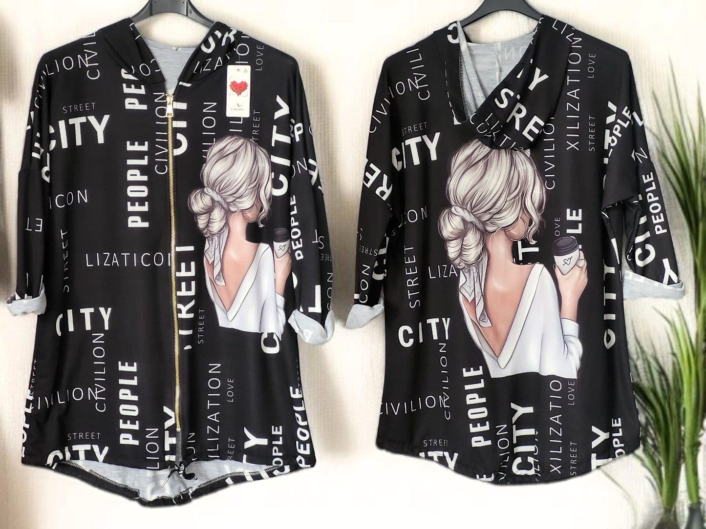 🧥 Dünne Motiv-Jacke – Gr. 42-46 – 6 Motive 🎨✨