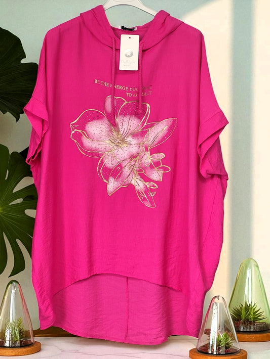 🌸🪄 Hoodie „Flower Vibes“ – 3 Farben – Gr. 46-50 🪄🌸